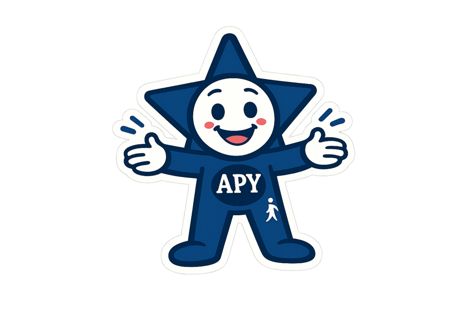 Personaje APY dando la bienvenida